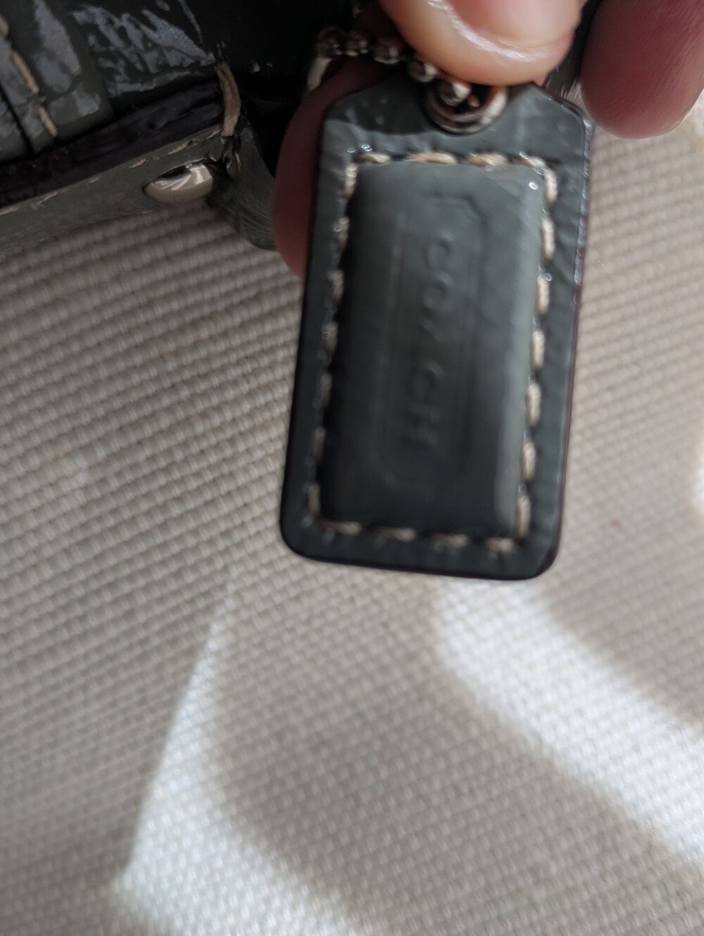Coach Grey Patent Leather Crossbody Bag